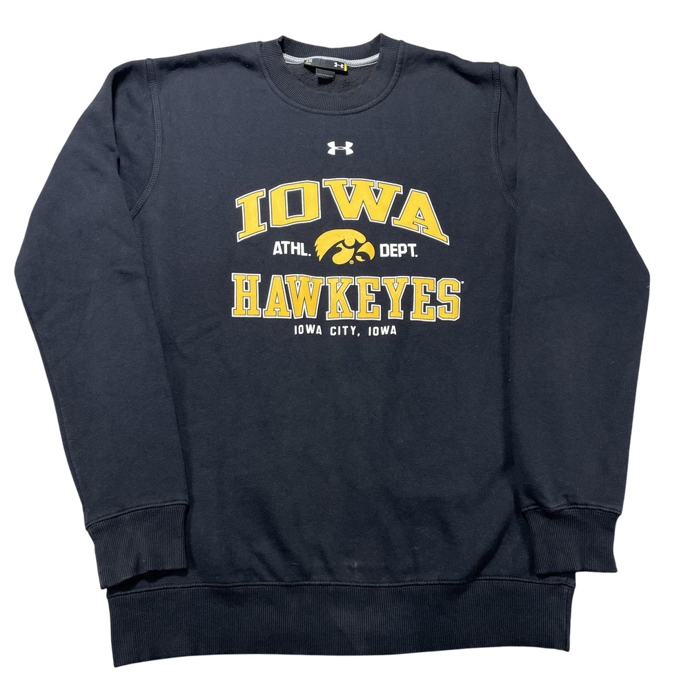 Iowa Hawkeyes Sweatshirt Mens Small Black NCAA Football Under Armour Crewneck‎
